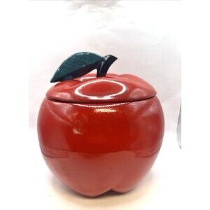 McCoy Apple Cookie Jar Canister Red With Lid 1950's Vintage